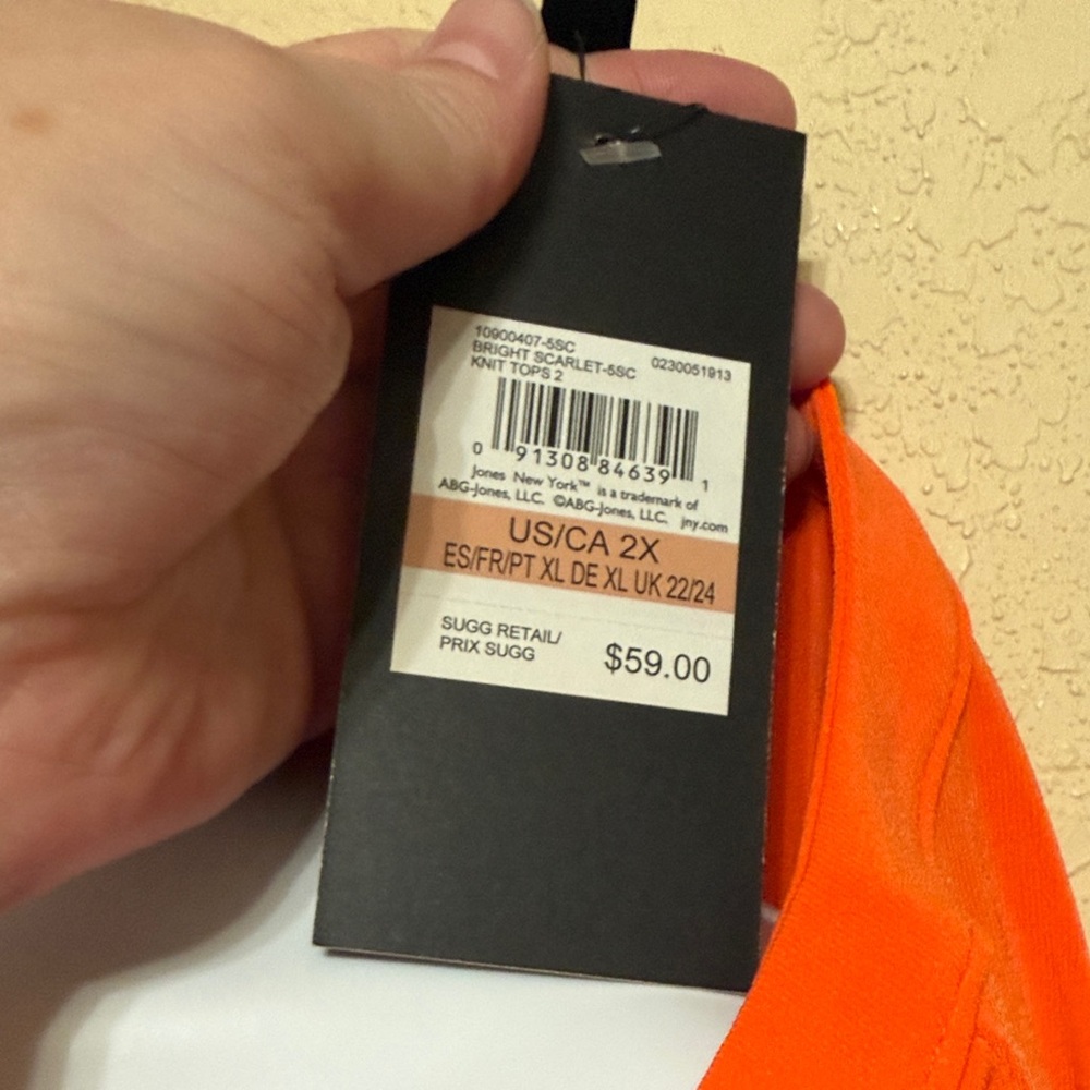 Jones New York Vivid Orange Tunic Top - Picture 4 of 9